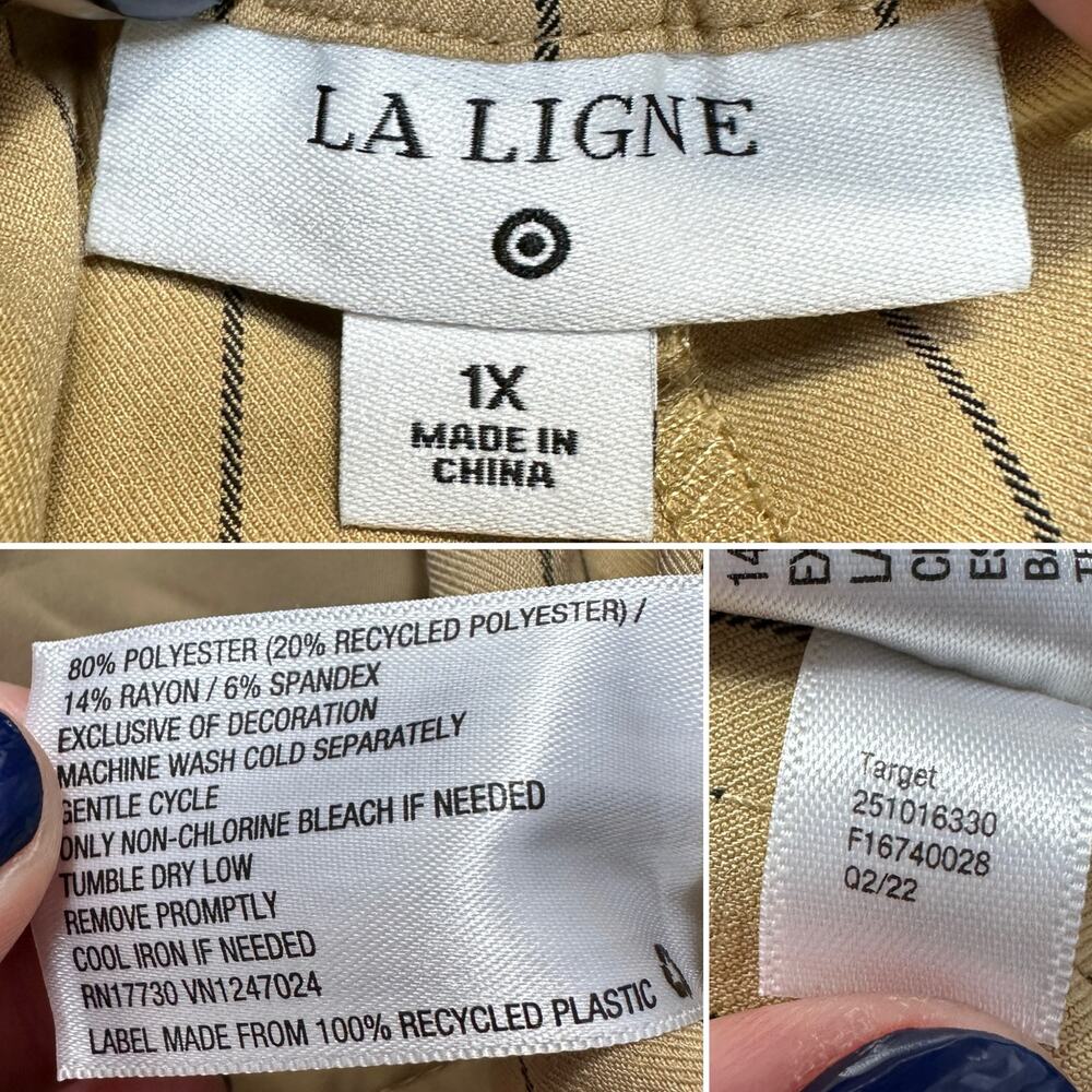 La Ligne x Target Tuxedo Pinstripe Wide Leg Trouser High Rise Dark Academia 1X - Picture 10 of 10
